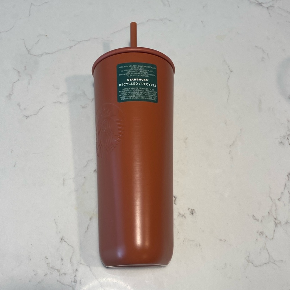 Starbucks 2024 recycled tumbler with straw and stainless inside NWT